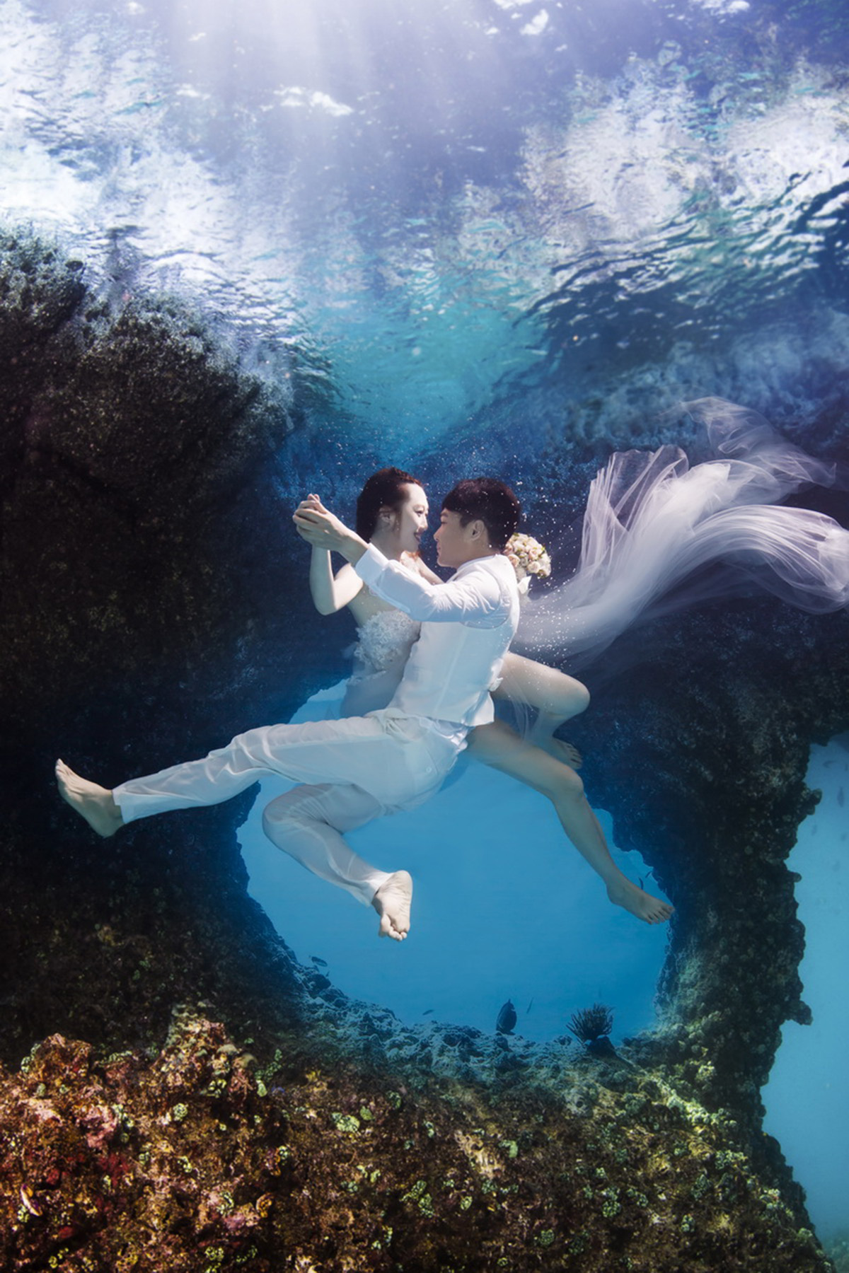 水中婚纱,水底摄影,一秒化身美人鱼,underwater